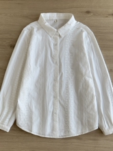 甜美减龄绣花棉布衬衫女2024秋装新款翻领白色唯美打底衬衣Y703