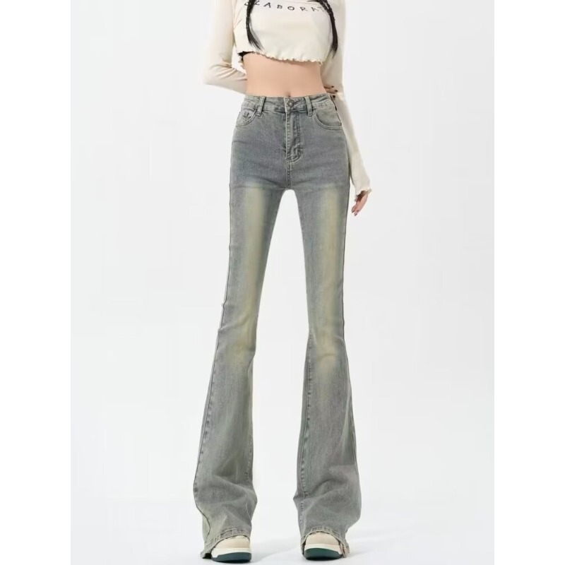 Retro Narrow Micro-Flared Jeans Iqu Season New Low-Waist Elastic Tight Slim Versatile Straight Long Pants Retro Narrow Micro-Flared Jeans Iqu Season New Low-Waist Elastic Tight Slim Versatile Straight Long Pants