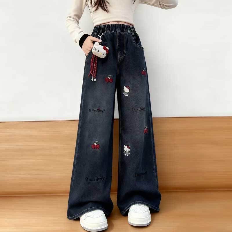 Girls' Spring and Autumn Long Pants, Super Soft, Versatile, Trendy Scythe Pants, Loose and Stylish Narrow Wide-Leg Trousers