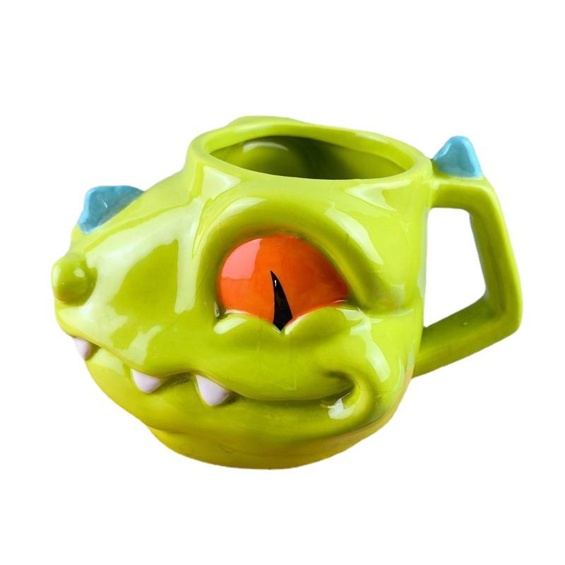 Animación de dibujos animados dinosaurio tazas de cerámica 3D dibujado a mano animación creativa oficina taza de agua para niños