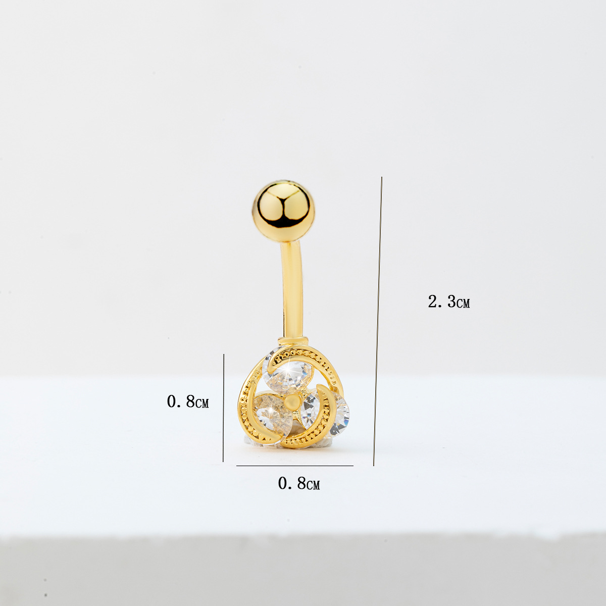 Piercing ombelico circolare con tre zirconi per donna_voghion.com