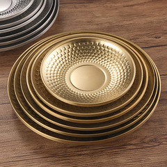 復古風不鏽鋼盤子日式錘紋刺身盤小吃甜品點心盤露營餐具淺盤子