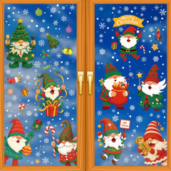 新しいクロスボーダークリスマス装飾静的ステッカーサンタクロースウィンドウステッカーエルフパーティースノーフレークカスタムガラスステッカー