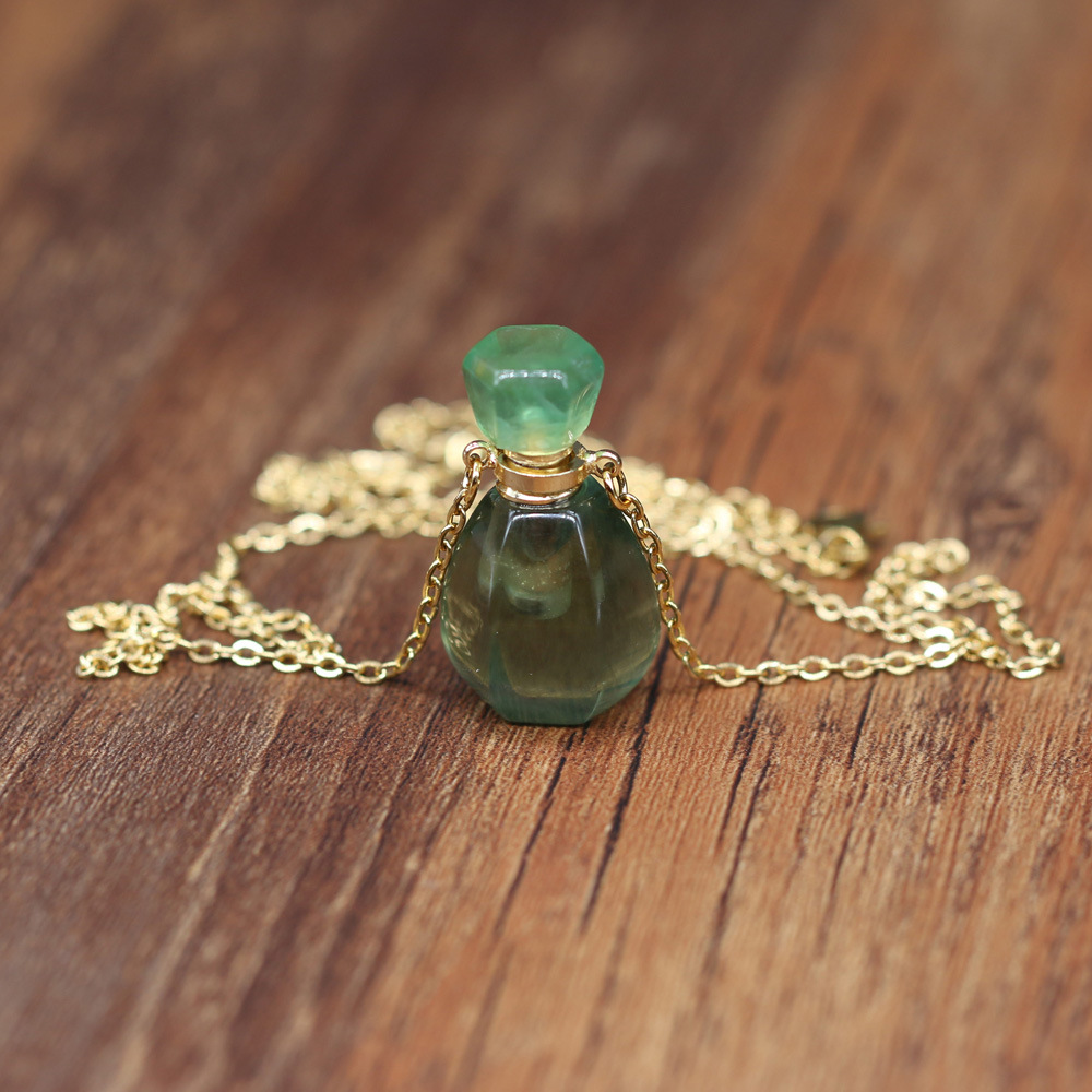 18g Weight Pendant Necklace Classification cable chain Chain Type 1 Piece Quantity Daily Occasion natural stone Material Perfume Bottle Pattern All Seasons Season Unisex Gender Classic Style Style Classic Style Perfume Bottle Natural Stone Cable Chain Pendant Necklace In Bulk 无
