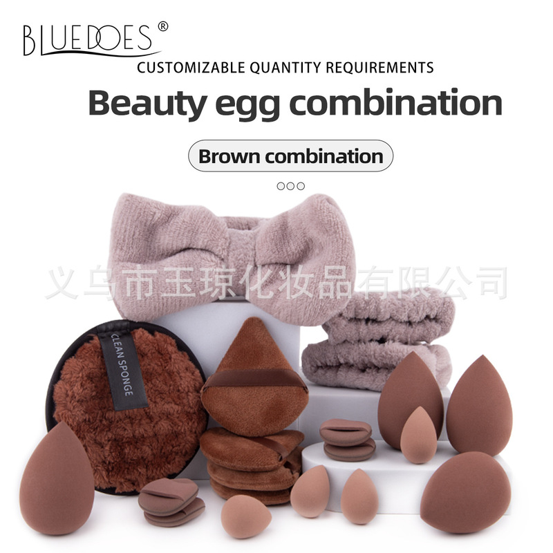 跨境化妆刷52件套大组合套装香槟色刷子美妆蛋粉扑化妆包发带批发|undefined