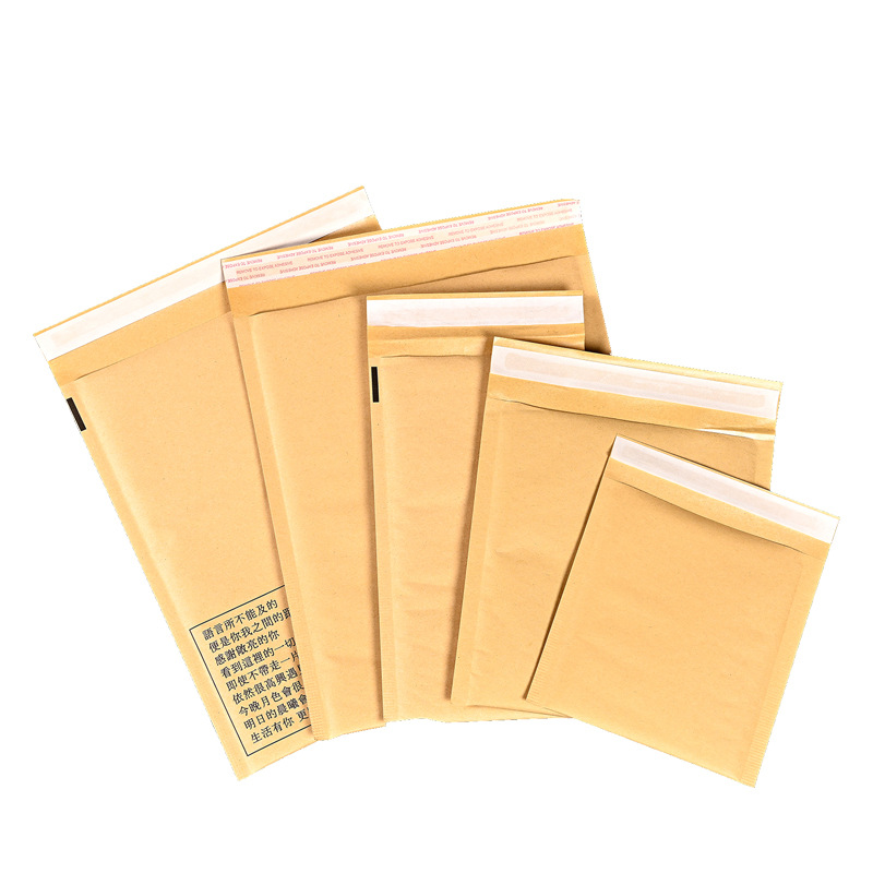 Bolsa de burbujas de papel kraft natural producción al por mayor bolsa de sobres autosellados bolsa de mensajería de tira larga de espuma impermeable marrón