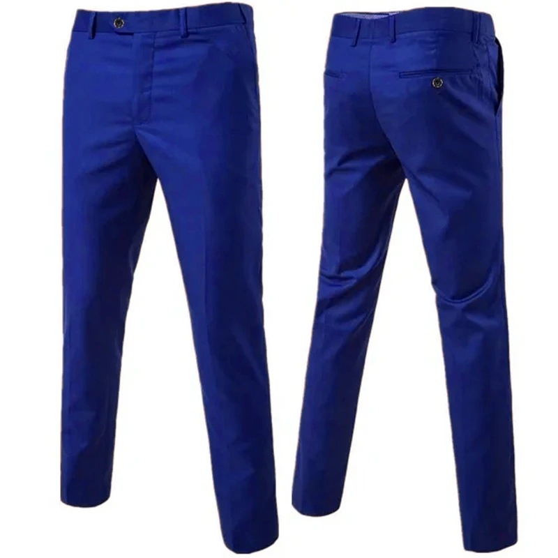 Pantalon noir slim pour homme, coupe droite, idéal pour le travail, le printemps et l'automne, idéal pour les affaires ou les tenues de soirée_voghion.com