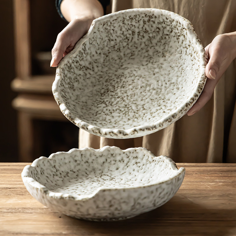 Concepción artística Tazo de cerámica estampado de piedra Tazo de estilo japonés Tazo de ensalada Tazo de cerámica personalizado Tazo de platos de restaurante