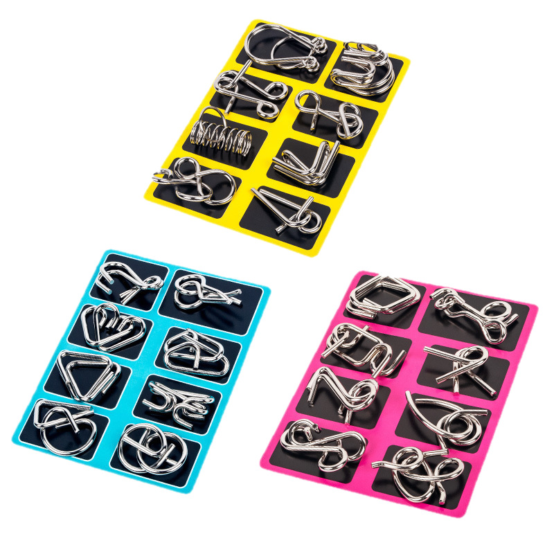 Hebilla de anillo de desmontaje de ocho piezas ABC venta al por mayor de 8 piezas de 24 piezas juego completo de nueve hebilla intelectual de juguete educativo de metal de cadena