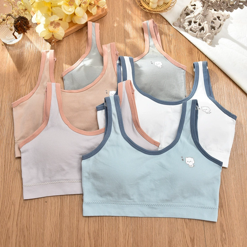 Развитие детства в период полового созревания От 8 до 18 лет Нижнее белье без бретелек Женский маленький жилет с запахом на груди Летний тонкий бюстгальтер с защитой от света