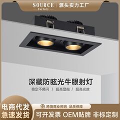 埋め込み式LEDダウンライト、衣料品店、ショッピングモール、天井照明、COB方形両頭防眩グリルライト、牛眼灯