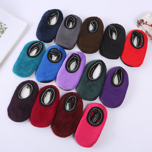 Autumn and winter non-slip plus velvet padded floor socks manufacturers wholesale adult women's double-layer non-slip warm yoga dance shoes and socks