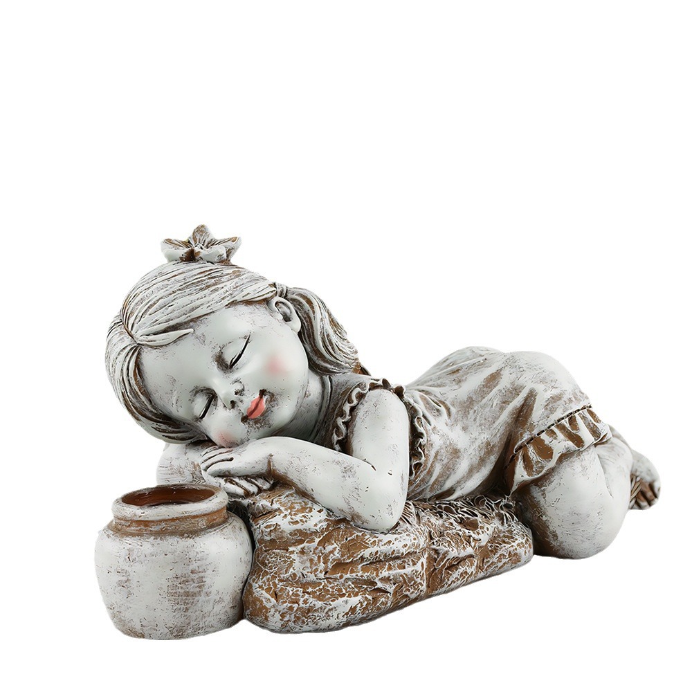  New Products Solar Reclining Posture Cute Boys and Girls Coil Lamp Ornaments Home Courtyard Lawn Landscape Decoration