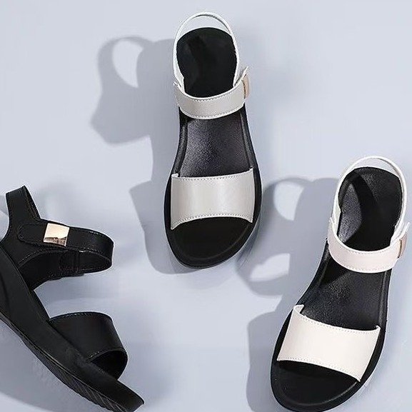 Hermosas sandalias para mujeres verano 06 nuevo muffin de fondo grueso sandalias de talón hebilla de moda zapatos de playa de mujer romana