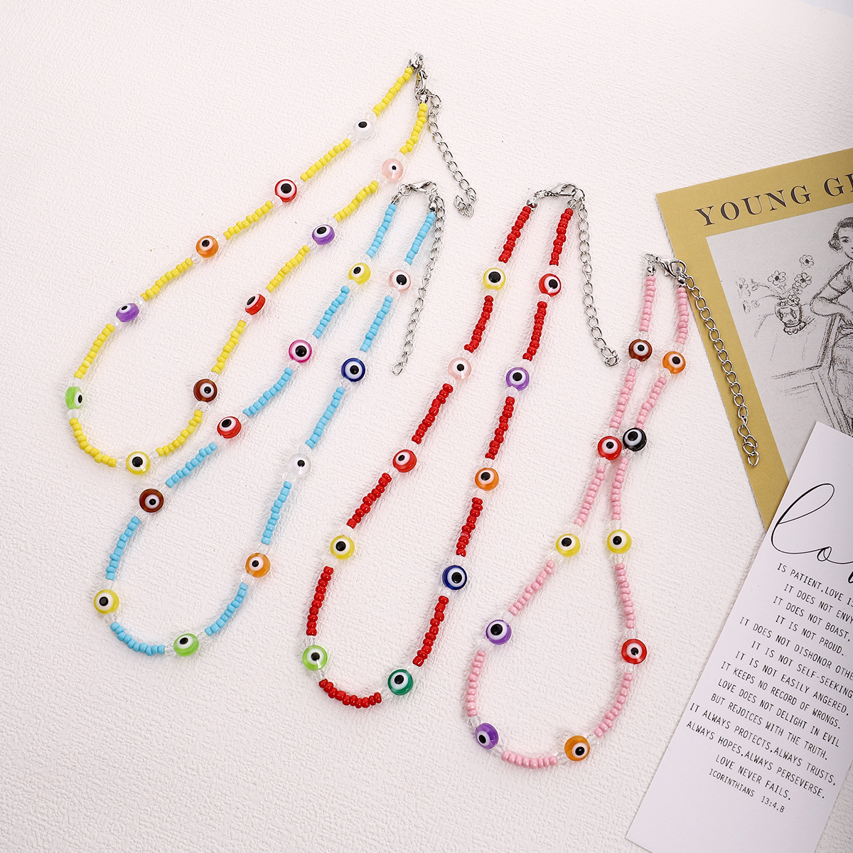 Japanese Style Devilu0027S Eye Plastic Resin Beaded Womenu0027S Necklace