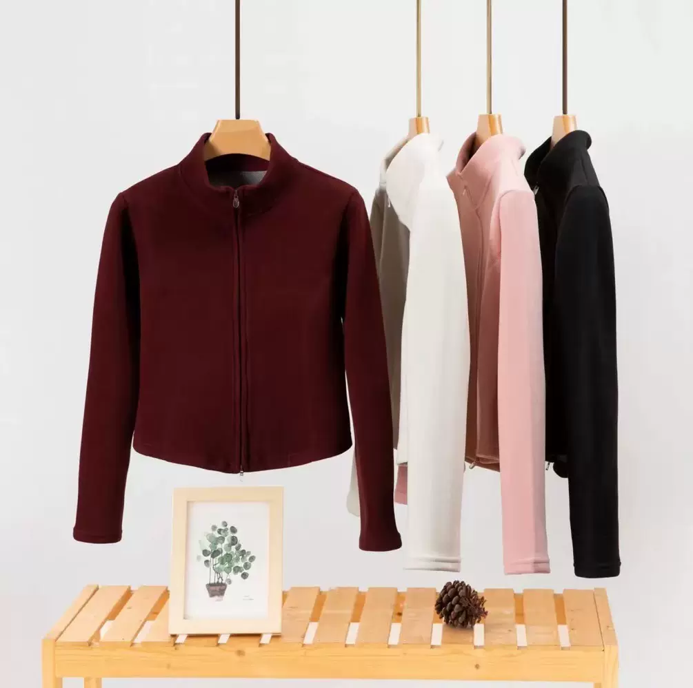 秋冬款石墨烯瑜伽服加绒加厚轻便可内搭保暖衣百搭修身立领外套女
