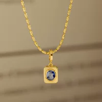 Чистого 18k золото Кулон Овальный Сапфир Инкрустация Универсальный Пряжка Ожерелье Кулон Золотые Ювелирные Изделия 12342