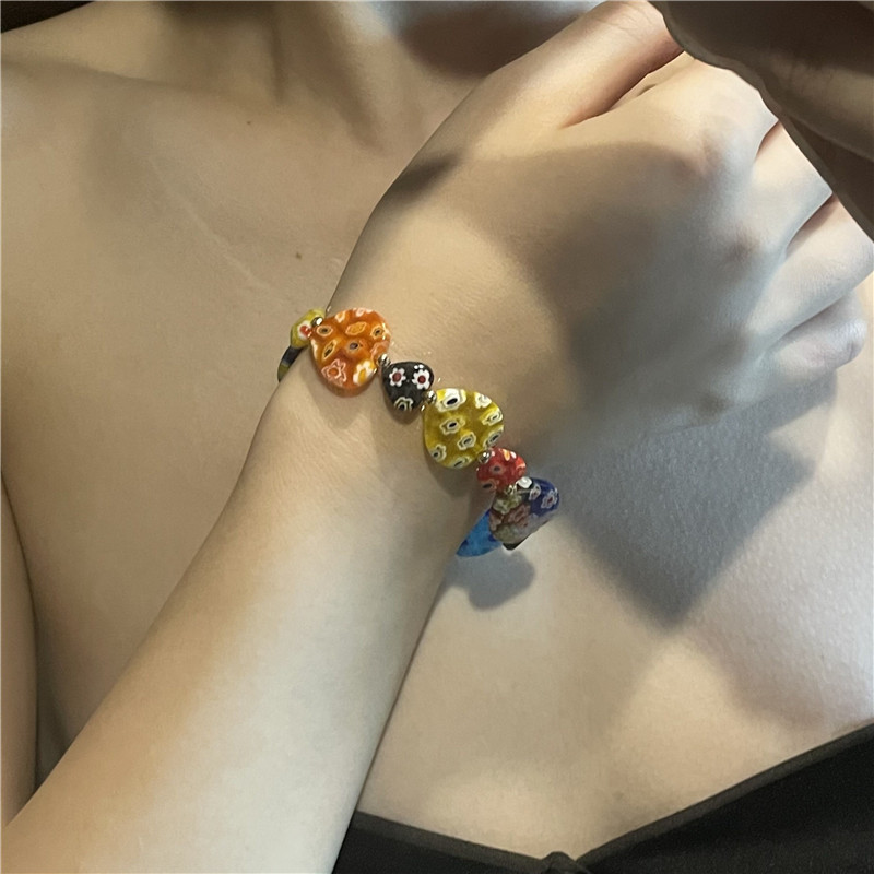 Color Flower Heart Shape Resin Glass Bracelet Wholesale Jewelry Nihaojewelry display picture 5
