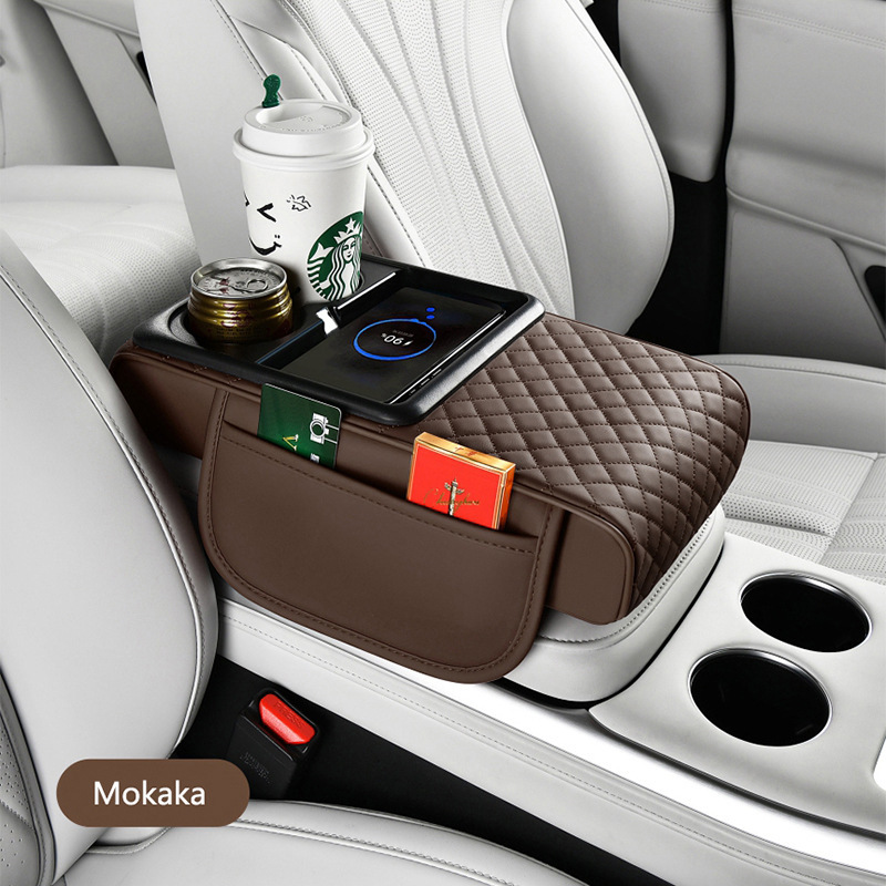 国境を越えたワイヤレス充電車の中央アームレストボックス高さパッド車の水カップホルダー携帯電話収納多機能|undefined