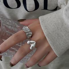 Folded Heart Ring for Women - Sweet and Cool Style, Layered Wearing Hip-Hop Personality, S925 Silver Open Finger Ring, Street Style Fashion Finger Ring for Index Finger