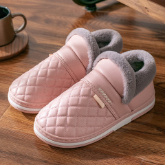 Waterproof Slippers Winter Style Simple Leather Cotton Home Non-slip Warm Couple High-Top Cotton Men and Women Wholesale