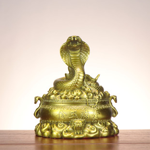 Copper Snake Twelve Zodiac Snake Ornaments Gold and Jade Full House Snake Treasure Bowl Snake Home Office Decoration Spirit Snake Treasure
