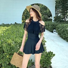 海岛度假2025新款泳衣女保守连体裙式蕾丝ins风温泉仙女钢托聚拢