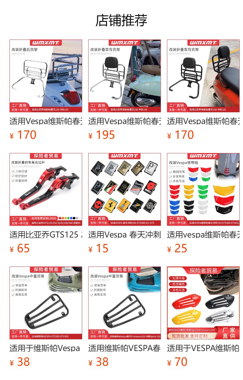 Suitable for Vespa GTS300 spring Sprint 150 modification parts reflective rearview mirror screw hole plug accessories