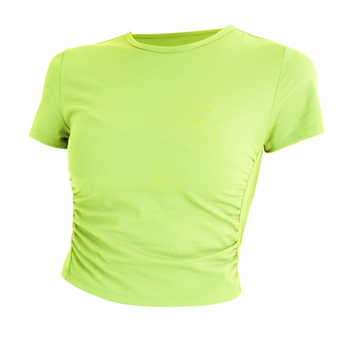 European and American original summer new yoga clothing tops for women round neck short-sleeved elastic breathable sports fitness T-shirt wholesale