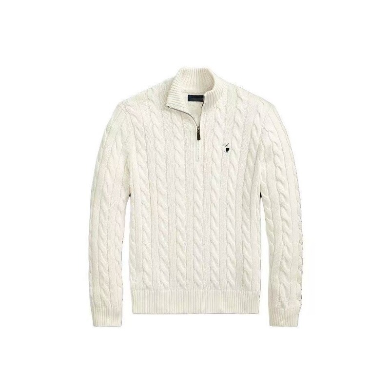 Cross-Border Autumn and Winter Style Ralph Lauren Logo Embroidered Sweater with Half-High Collar, Zipper, and Cable Knit Casual Men's Knitwear Top Cross-Border Autumn and Winter Style Ralph Lauren Logo Embroidered Sweater with Half-High Collar, Zipper, and Cable Knit Casual Men's Knitwear Top