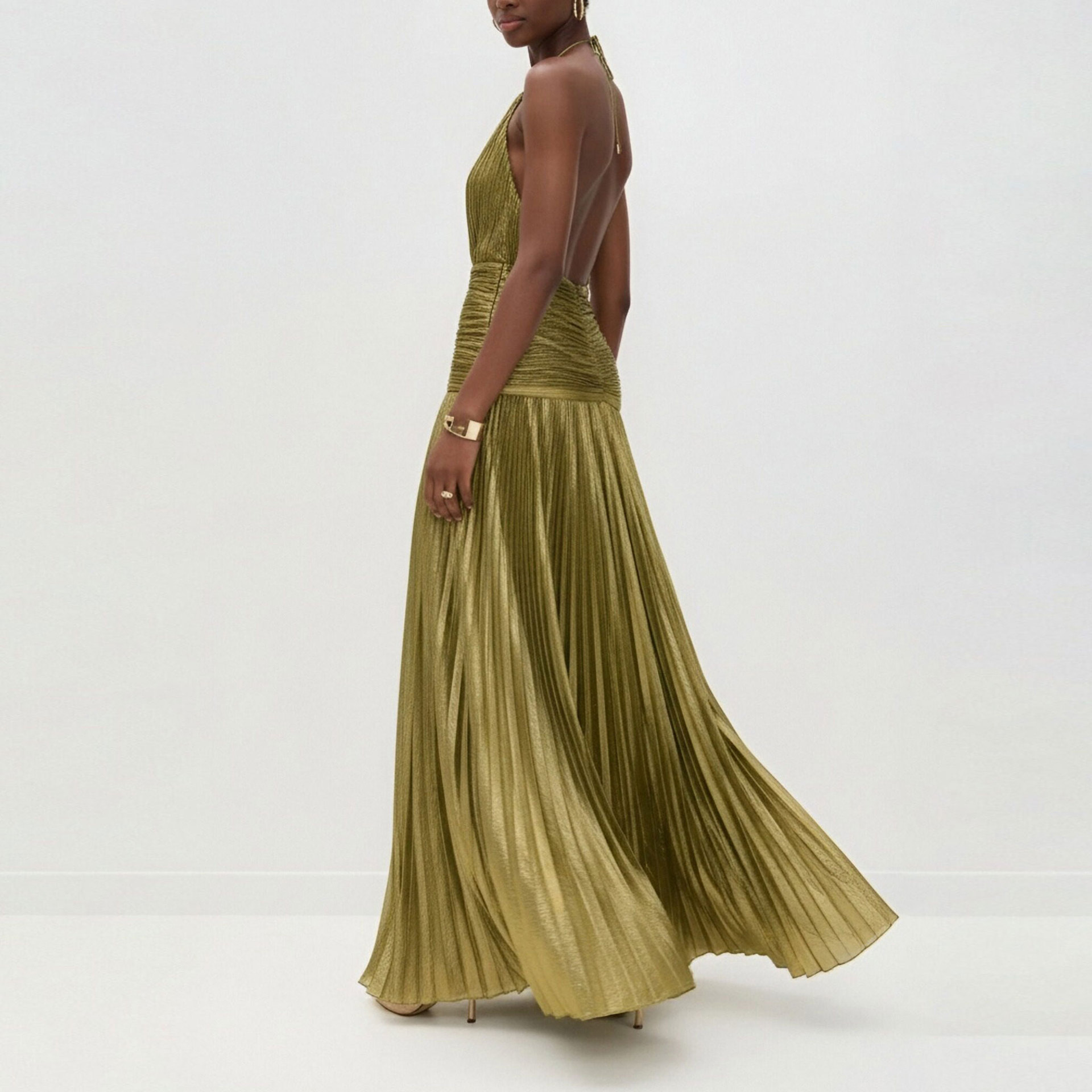 2026 Spring New Foreign Trade European And American Women's Fashion Elegant Waist-Cinching Halter Neck Backless_ecoleips.com