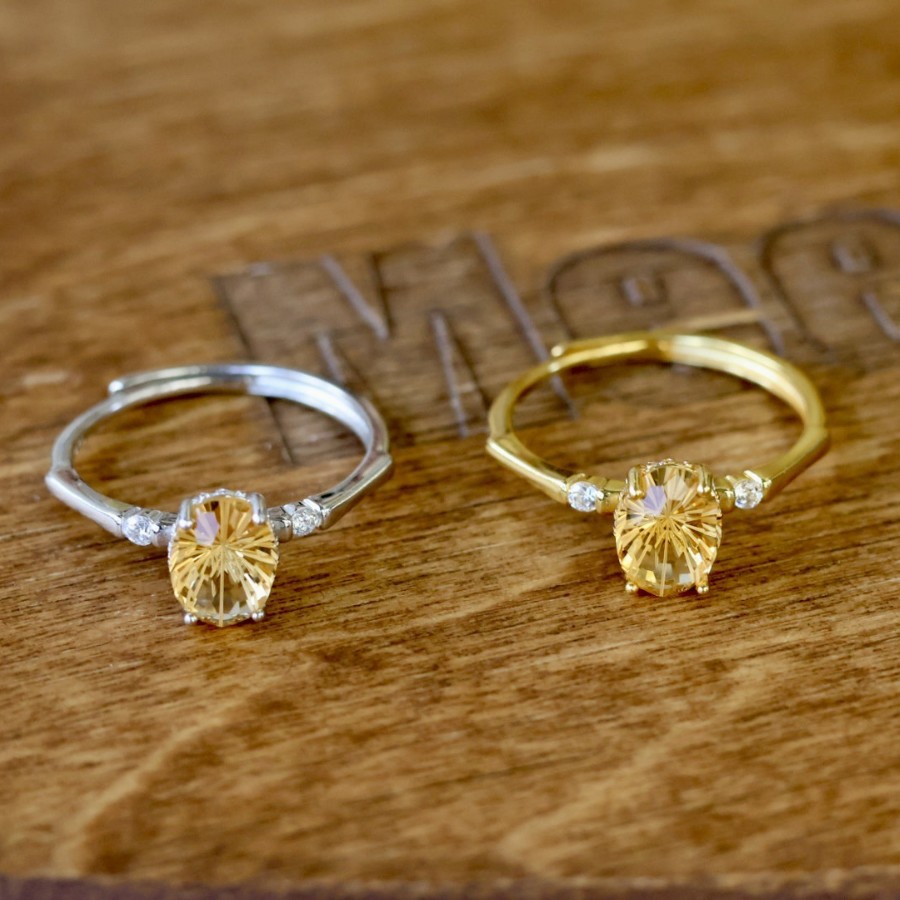 Anello donna in cristallo giallo naturale e argento sterling 925_voghion.com
