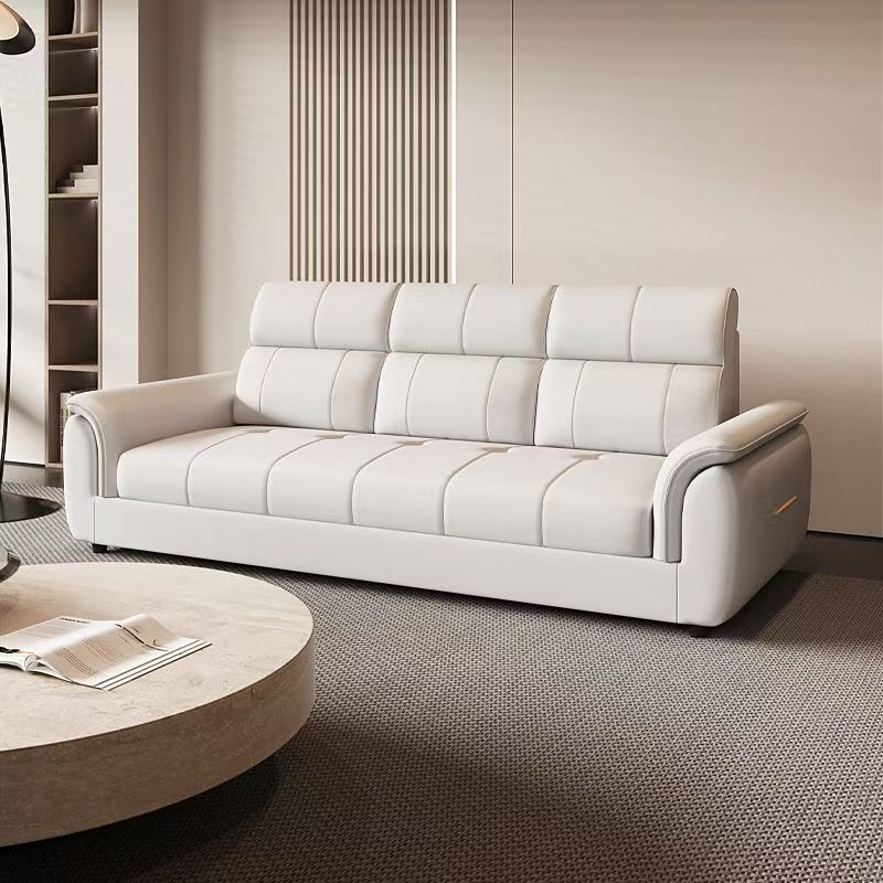 2025 Cream Style Small Apartment Cat Scratch Leather Sofa Living Room New Modern Simple Straight Row Double Three Person Rental Room