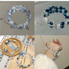 新款小众森系冰透感爆花琉璃串珠蝴蝶手链女时尚百搭手环送女友