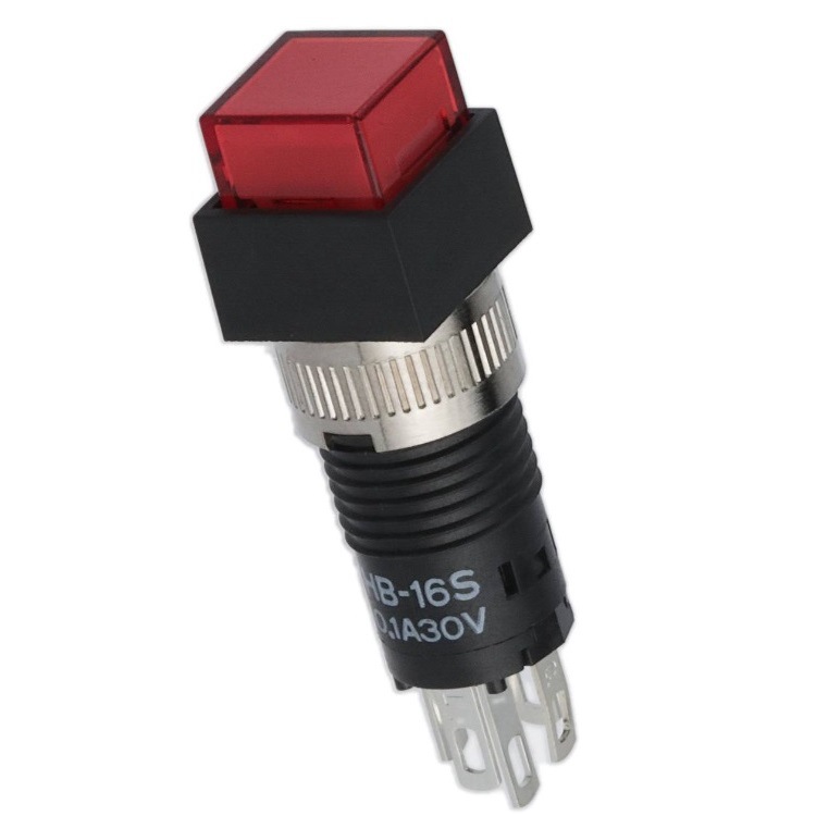 NKK带灯8毫米非自动复位型按钮开关HB-16S微型自锁按键HB16CKW01