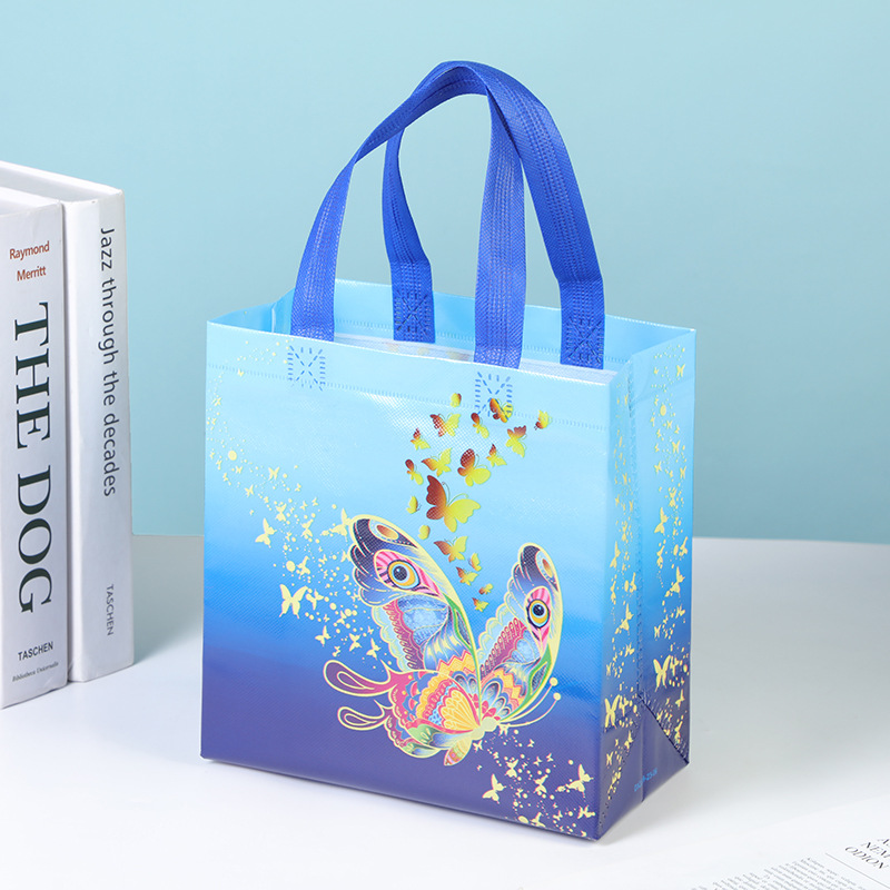 블루나비;22*23*11cm;컬러인쇄 라미네이트 부직포