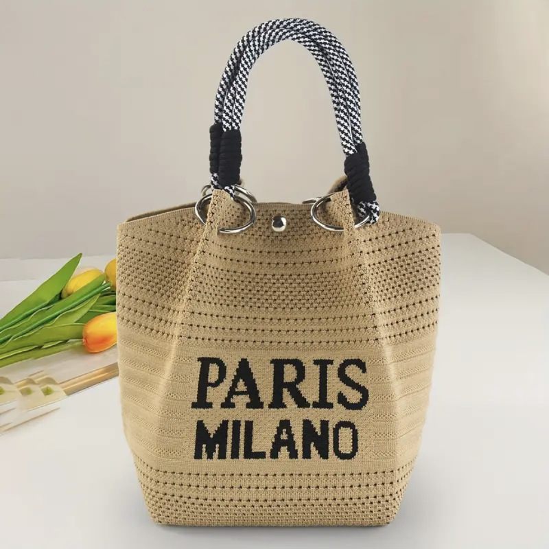 Transfronterizos bolsos de moda de punto exquisitos portátiles bolsas de balde de ocio de mujeres bolsas de almuerzo de estudiantes
