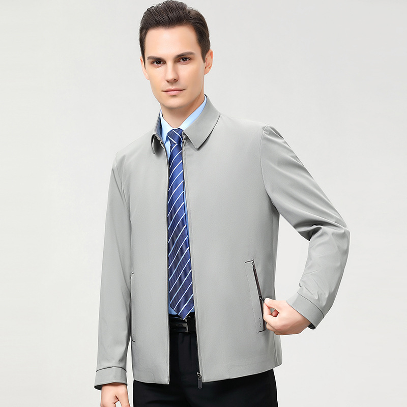 2025春秋新款商务夹克外套男士休闲合体型夹克衫中年翻领夹克男装