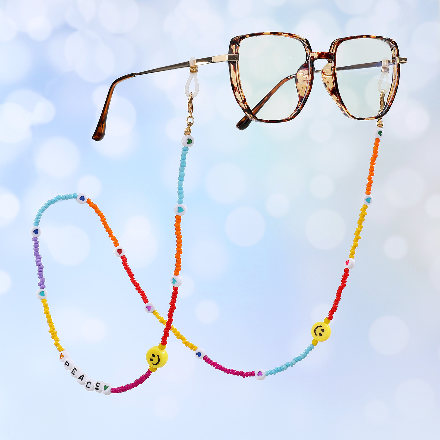 Smiley Face Mask Chain Hanging Neck Glasses Chain Mask Rope Hanging Chain Bead Chain display picture 1