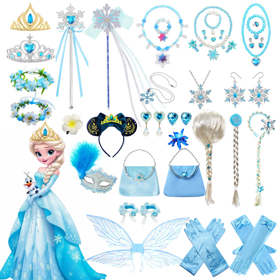 Frozen elsa assepoester cosplay accessoires ketting oorbellen_voghion.com