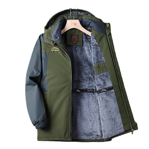 Outdoor assault suit, men's winter velvet thick coat, men's windproof waterproof cotton coat, fat, large size mountaineering suit