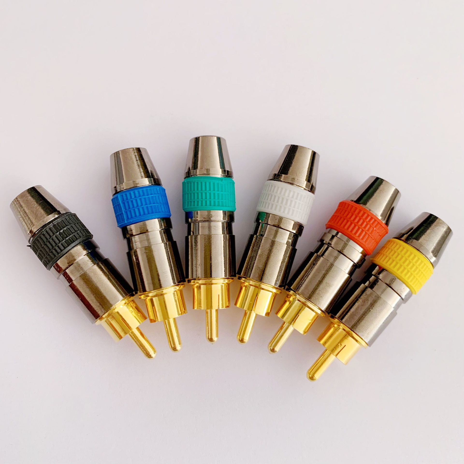 供应镀黑镍莲花插头，多色RCA转接头， 现货批发音频接头