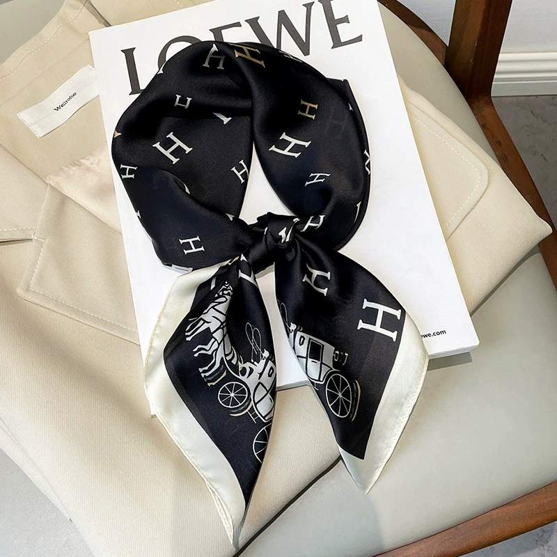 Silk thin scarf, neckerchief, headband