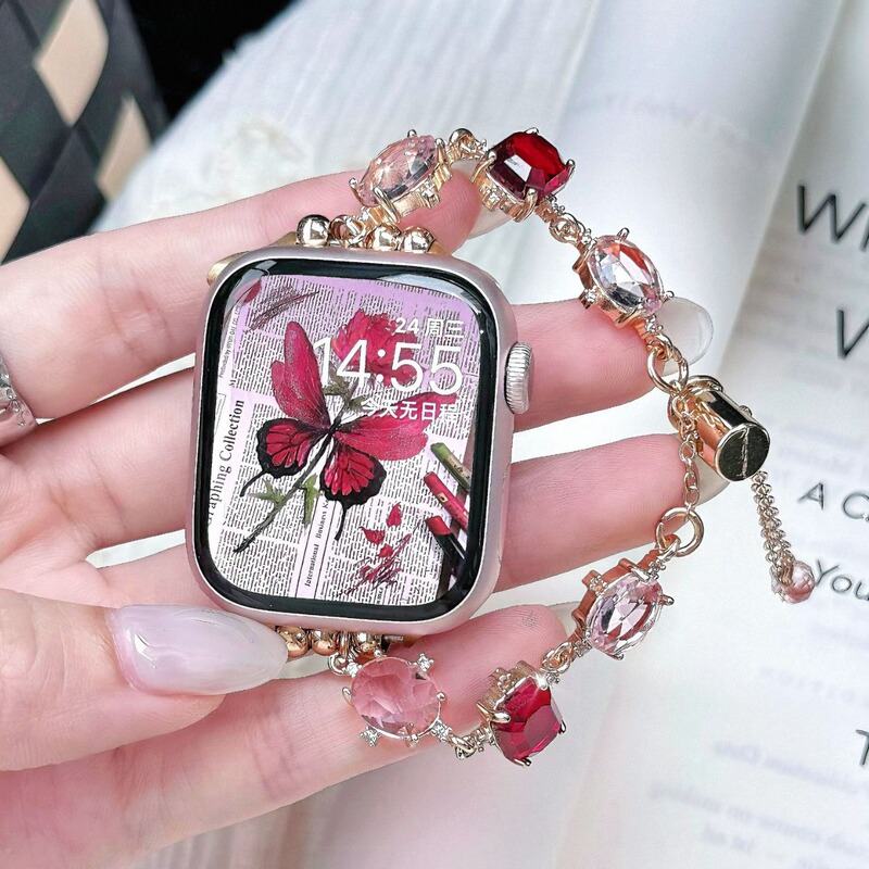 Suitable for applewatch9 Strap New s10 Apple Watch iwatch8 Beaded Gems S76 Generation se Niche Suitable for applewatch9 Strap New s10 Apple Watch iwatch8 Beaded Gems S76 Generation se Niche