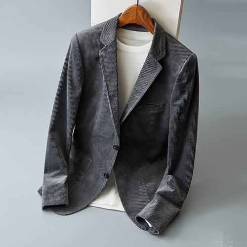 Men's Spring and Autumn New Striped Retro Business Slim Fit Stylish Casual Suit Jacket