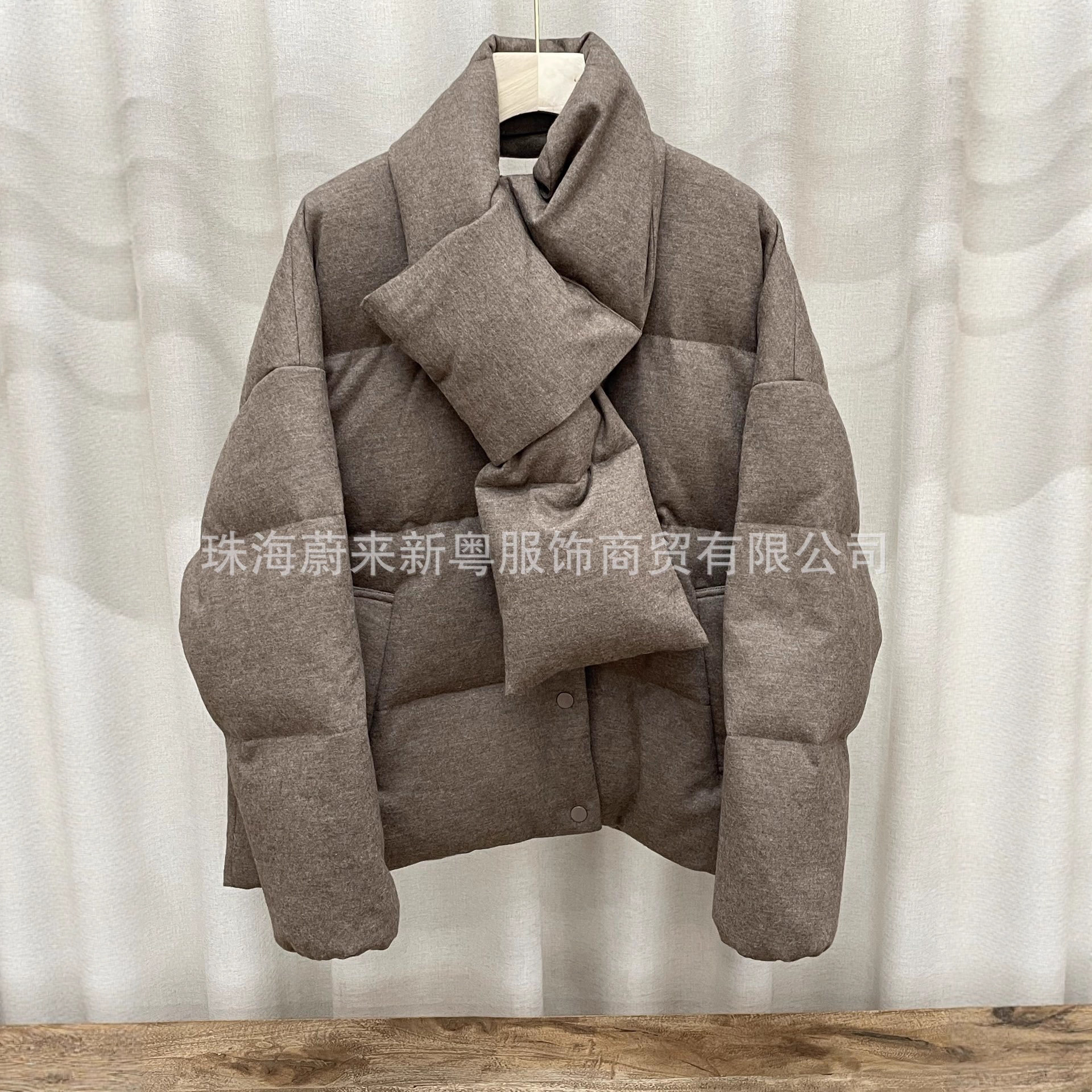 205新款百搭短款牦牛绒混纺鹅绒服外套女秋冬yr697 一点蓝