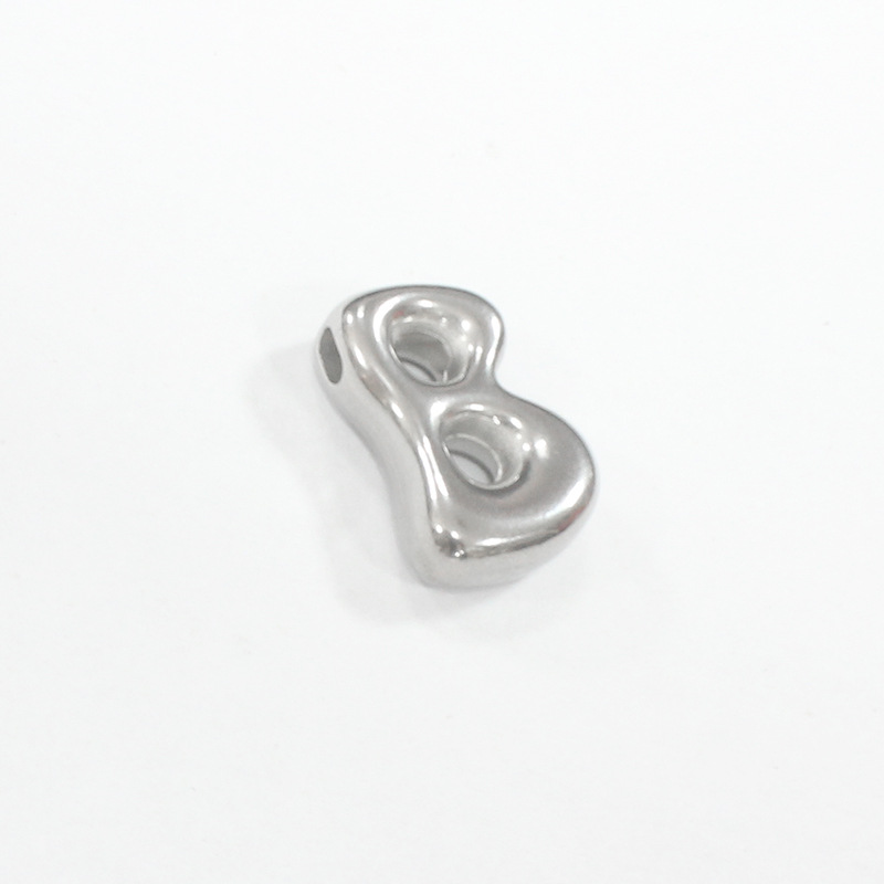 Steel color B letter (with horizontal hole on the top) thickness 5.5*width 13*height 18mm*aperture 1.8mm (unit weight 5.04g)