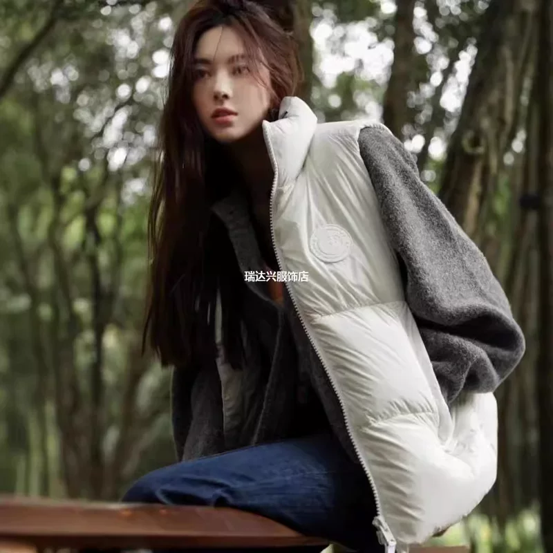 Down jacket, vest, warm capsule with down, white clothing