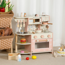 儿童过家家粉色厨房玩具木质模拟咖啡机工具台娃娃家做饭仿真厨具