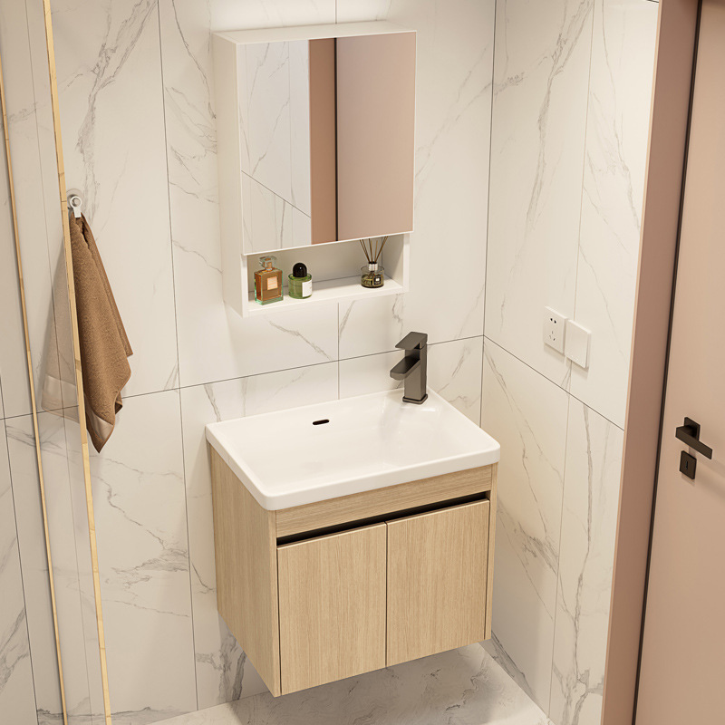 Mini hogar de color tronco ultra estrecho tipo pared tipo gabinete de baño combinado lavabo de cerámica profundizar lavabo de baño